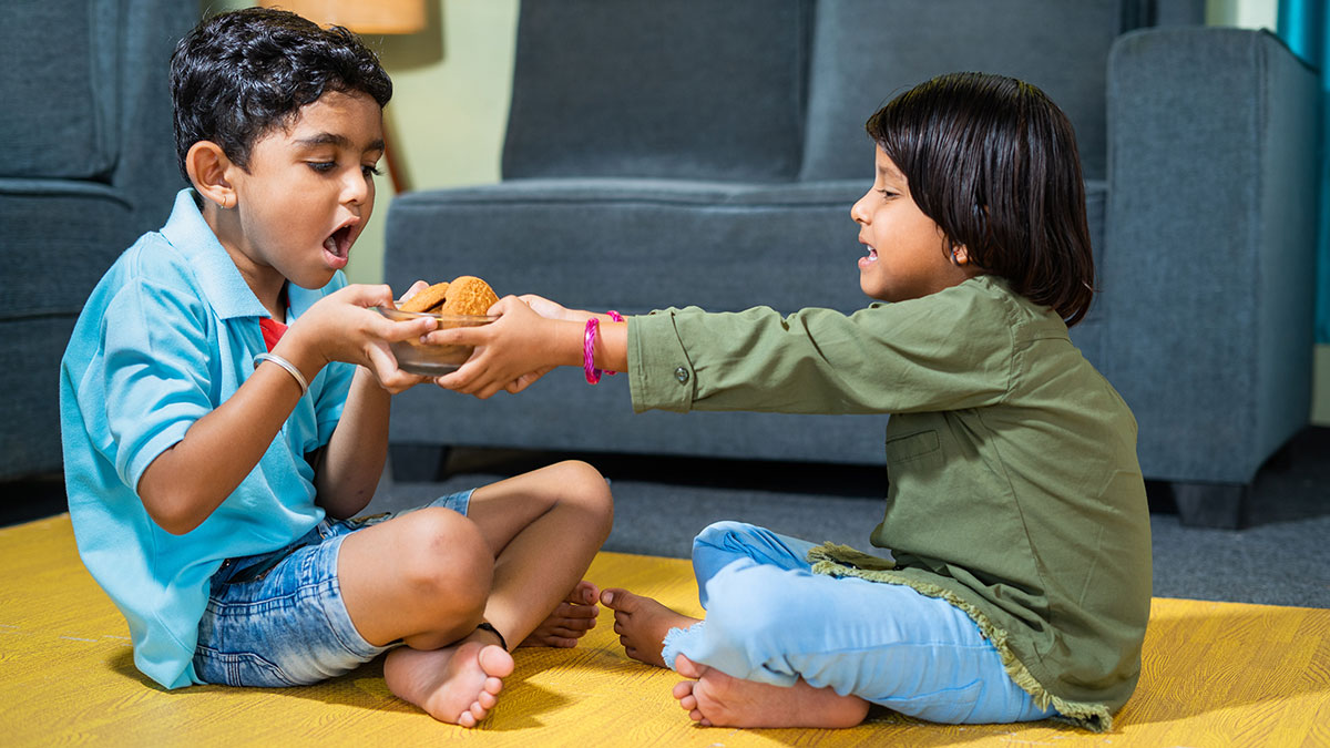 Children fighting over snacks